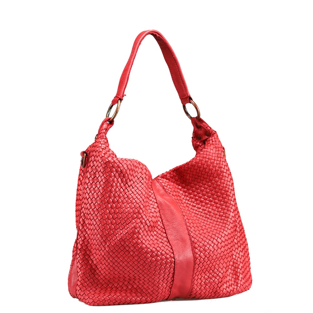 Bolso de ombro en piel  trenzado made in Italy