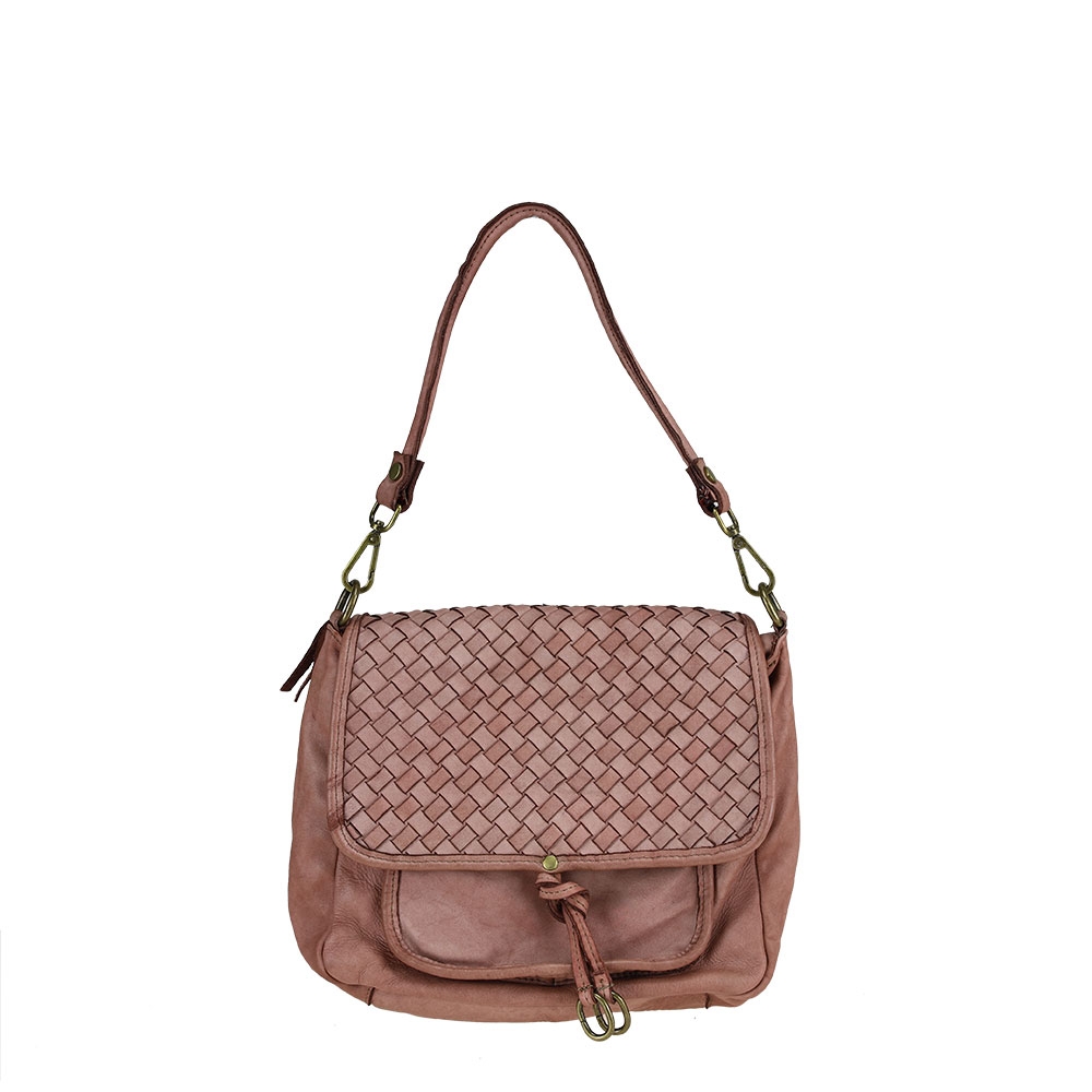 Braided leather shoulder bag