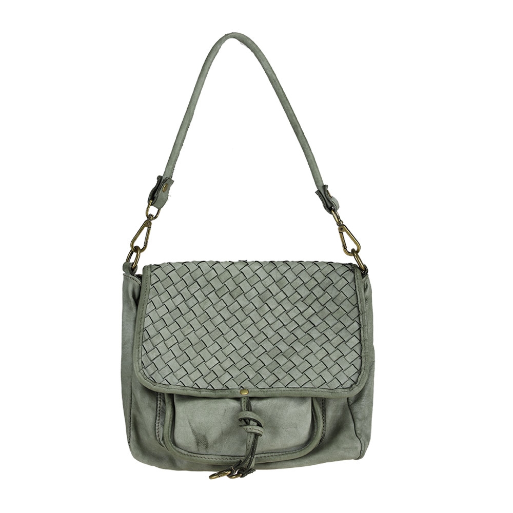 Braided leather shoulder bag