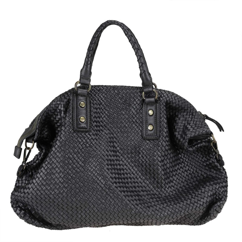 de Martino Soft Leather Shoulder Bag with Large Outside Pocket