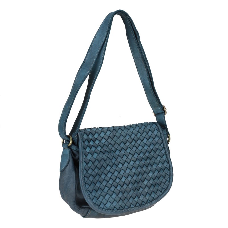 Shoulder bag in woven leather