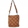 Shopping bag in smooth leather with shoulder strap