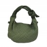 Small handbag in woven leather with knot decoration