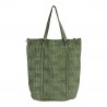 Shopping bag in woven leather with adjustable shoulder strap