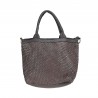 Handbag in woven leather with removable shoulder strap