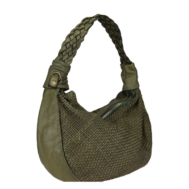 Braided leather bag with...