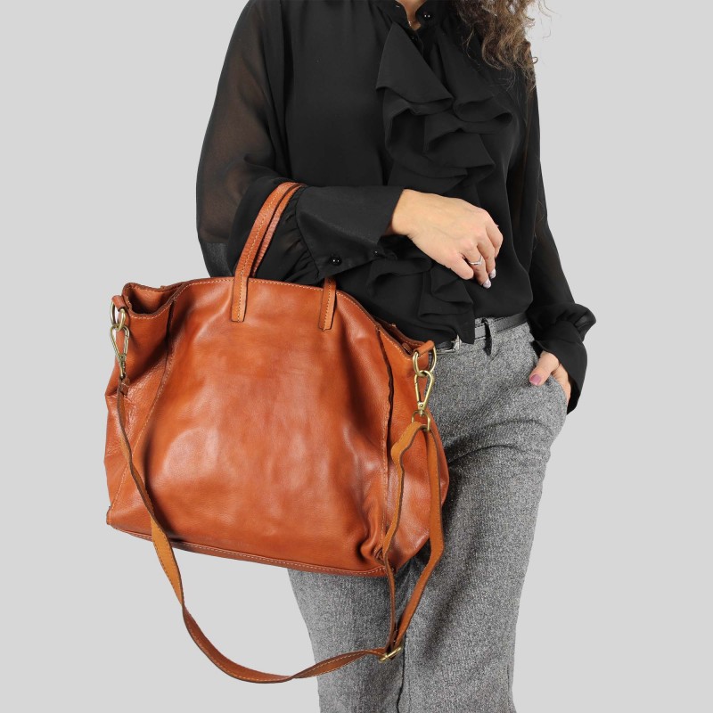 Soft leather shopping bag