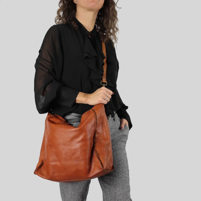 Sac shopping en cuir souple