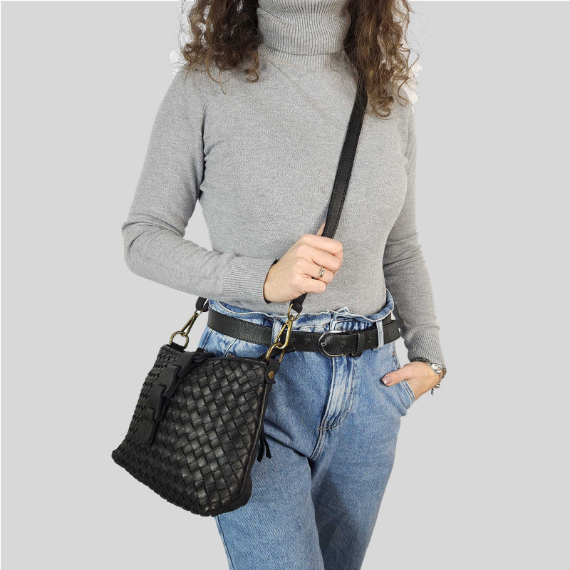 Borsa Crossbody in pelle intrecciata