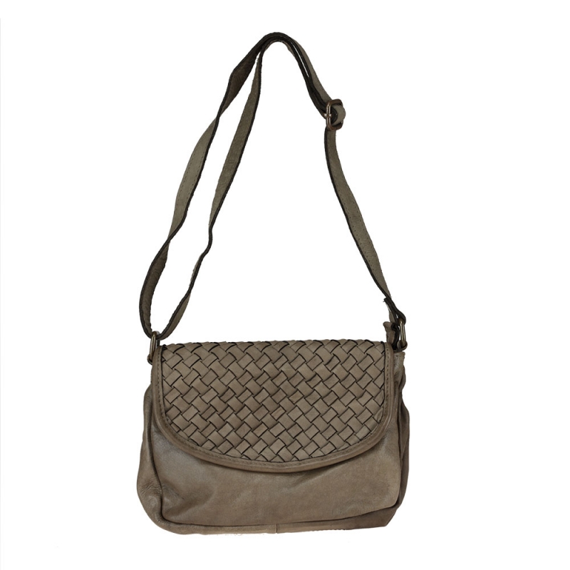 Shoulder bag in woven leather