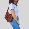 Woven leather handbag with removable handle
