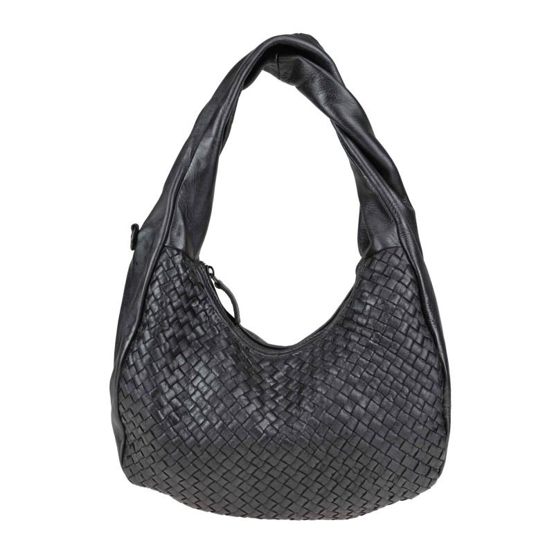 Hand-buffered woven leather bag