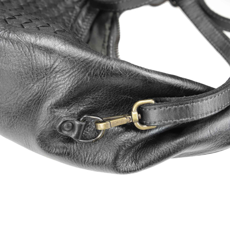 Handgepolsterte Tasche aus gewebtem Leder