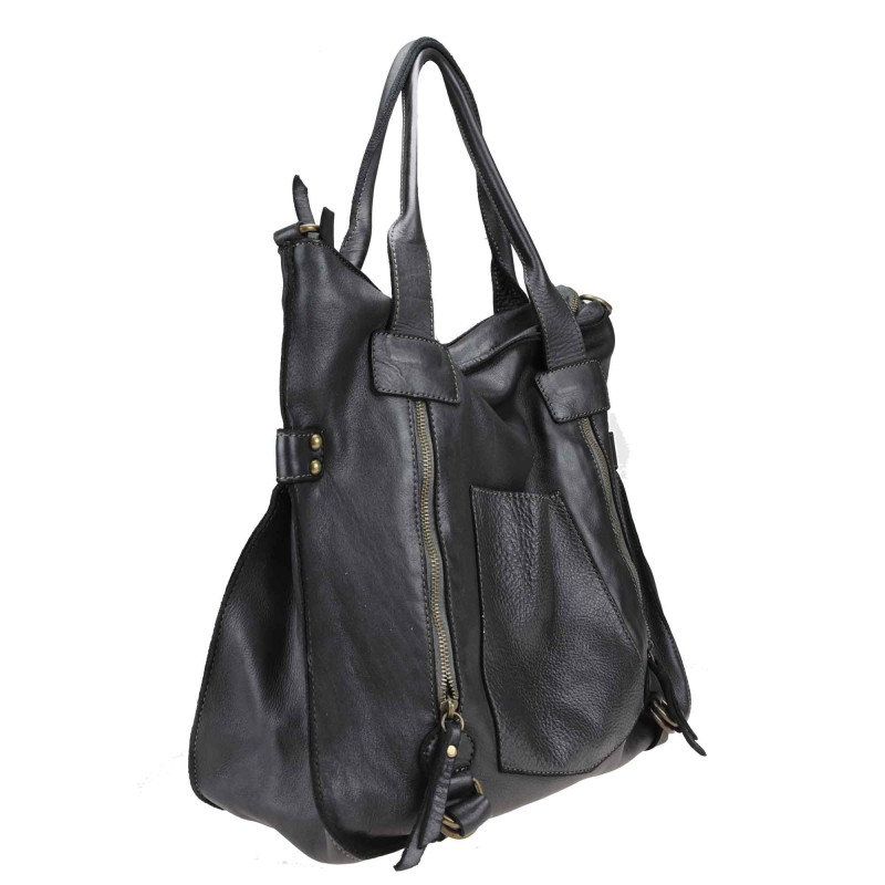 Large bag in soft vintage-effect leather