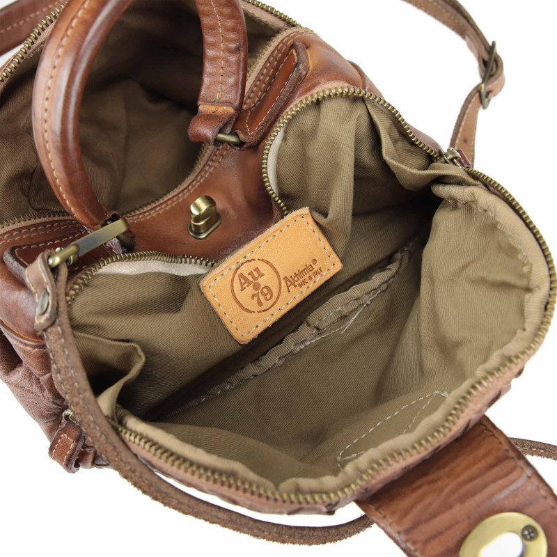 Boston-Tasche aus handpoliertem, gewebtem Leder