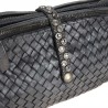 Small woven leather bag with 3 compartments