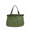 Small woven leather bowling bag with shoulder strap