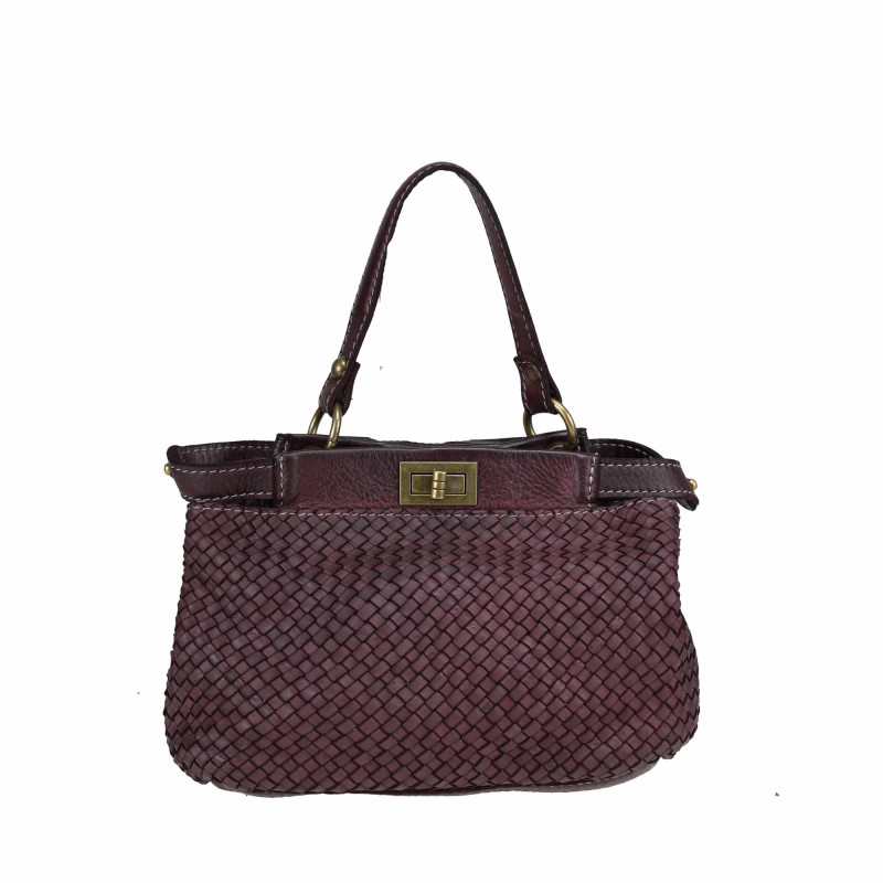 Small woven leather bowling bag with shoulder strap