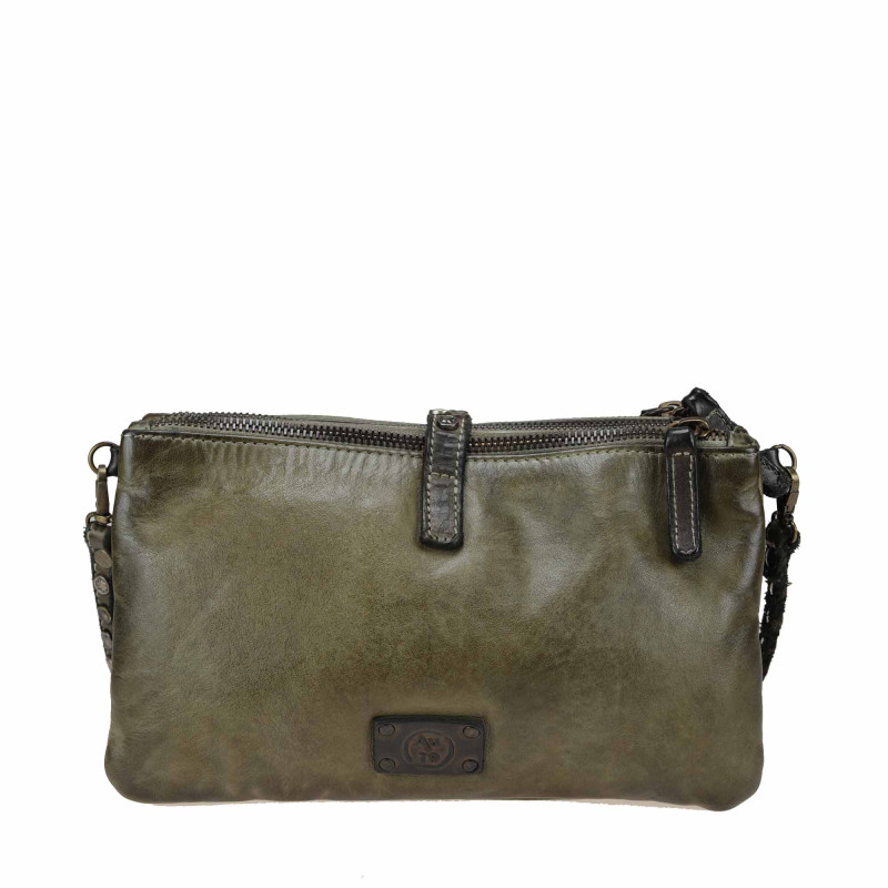 Cross body 3 compartments in hand-buffered leather