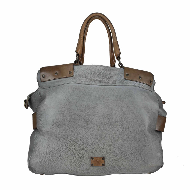 Briefcase model handbag with decorative belt