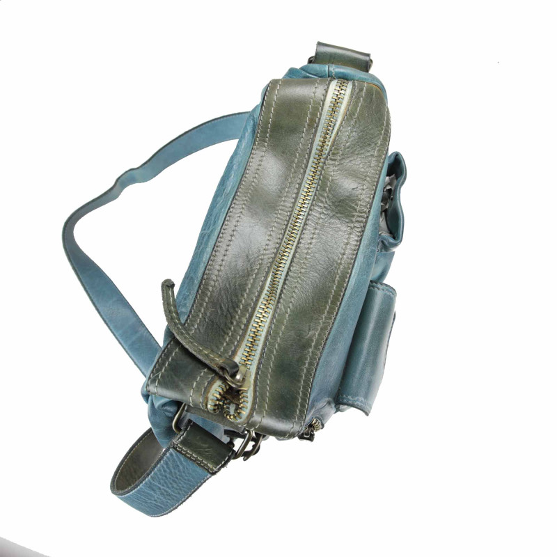 Messenger shoulder bag in hand-buffed leather
