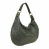 Shoulder bag in dyed woven leather