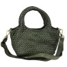 Small trunk bag in vintage-effect woven leather