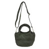 Small trunk bag in vintage-effect woven leather