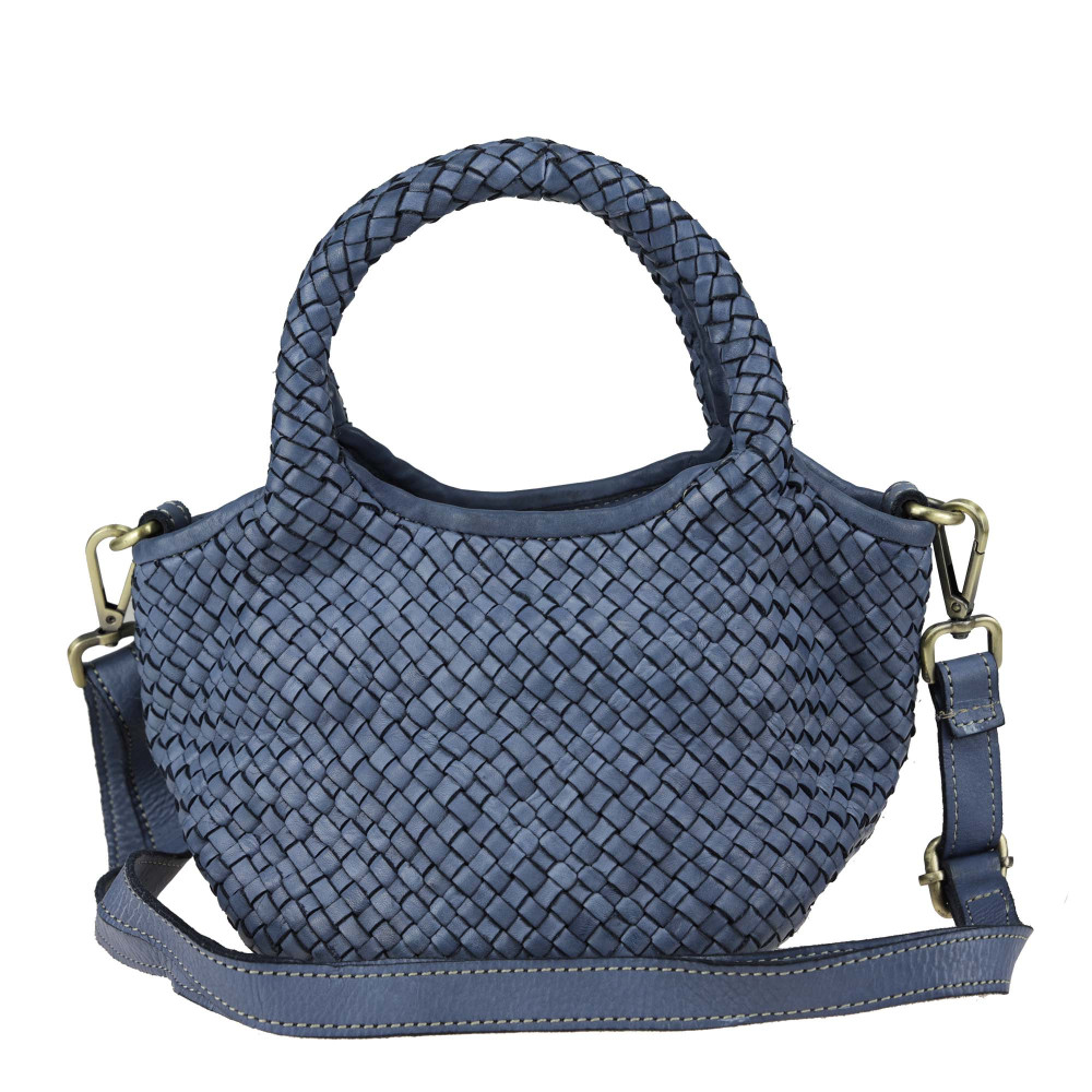 Small trunk bag in vintage-effect woven leather