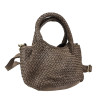 Small trunk bag in vintage-effect woven leather