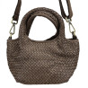 Small trunk bag in vintage-effect woven leather