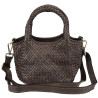 Small trunk bag in vintage-effect woven leather