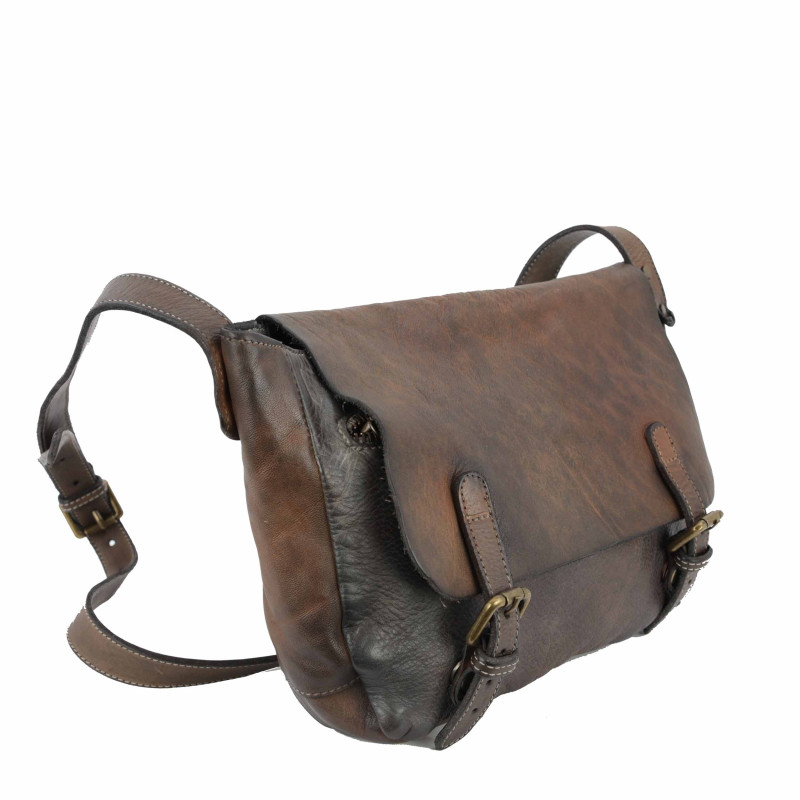 Unisex bag in hand-buffered...