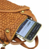 Smartphone holder in woven leather with shoulder strap