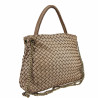 Woven handbag with chain shoulder strap