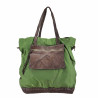 Borsa shopping in pelle e tessuto nylon