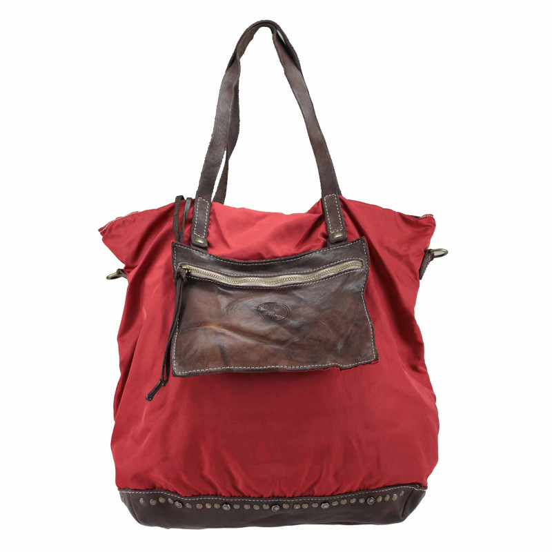 Sac shopping en cuir et tissu nylon