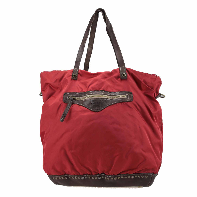 Sac shopping en cuir et tissu nylon