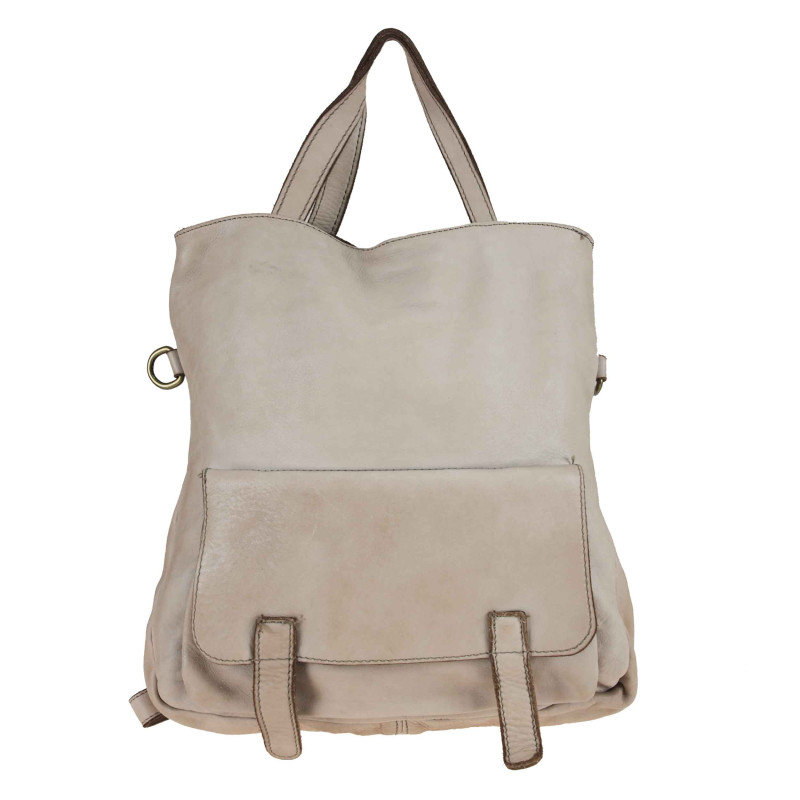 Leather backpack convertible into shoulder bag