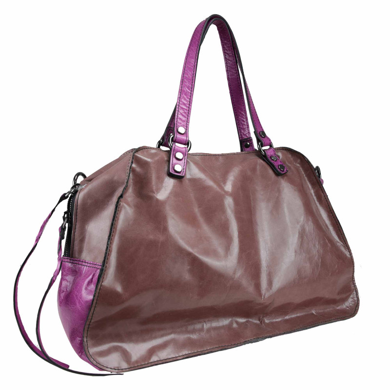 Bolso tote de piel con bandolera