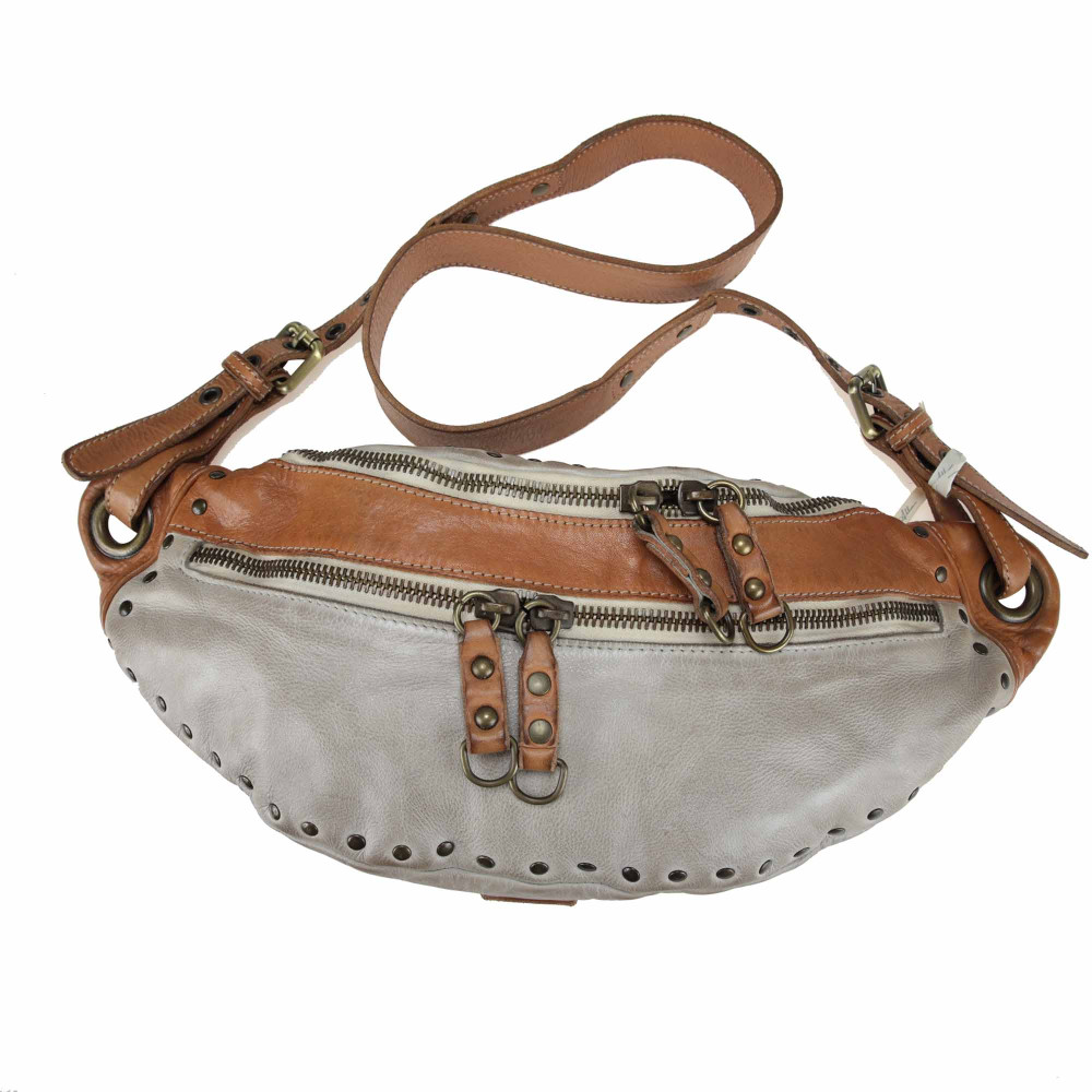 Large Unisex bum bag in hand-buffered leather