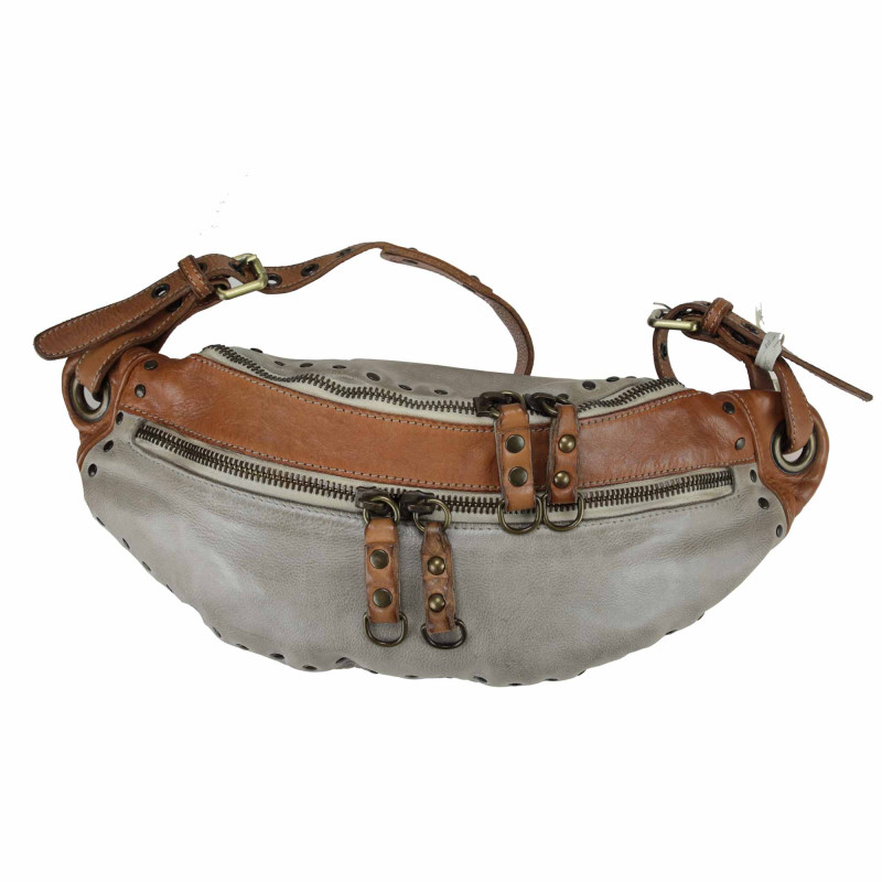 Large Unisex bum bag in hand-buffered leather