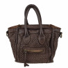 Woven leather handbag