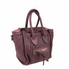 Woven leather handbag