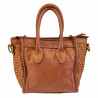 Woven leather handbag