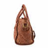 Woven leather handbag