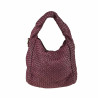 Woven leather bag with shoulder strap