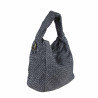 Woven leather bag with shoulder strap