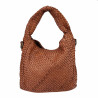 Woven leather bag with shoulder strap