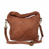 Woven leather bag with shoulder strap